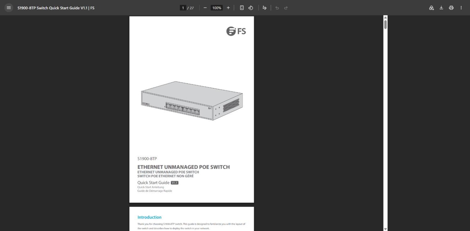 FS S1900-8TP 8-Port Gigabit Ethernet L2 Unmanaged PoE+ Switch