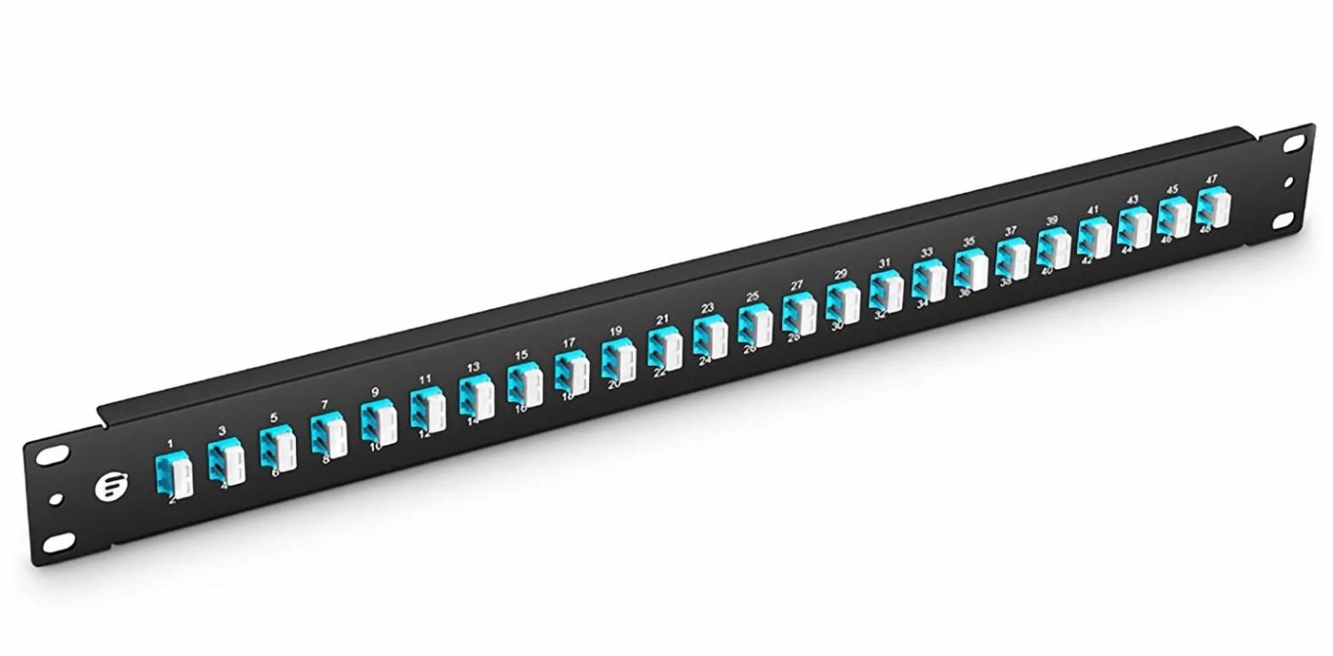 FS 1U 24-Port LC Fiber Adapter Panel, OM4 Multimode, 48 Fibers