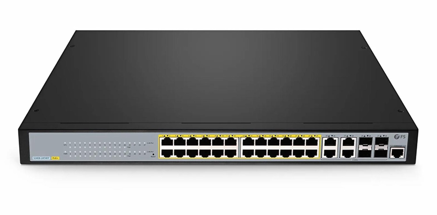 FS S3400-24T4FP 24-Port Gigabit L2+ PoE+ Managed Switch